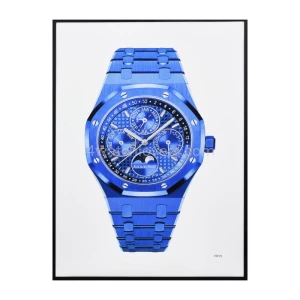 Fine Art painting of Audemars Piguet Royal Oak Perpetual Calendar watch in blue ceramic
