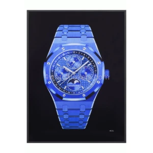 Fine Art painting of Audemars Piguet Royal Oak Perpetual Calendar watch in blue ceramic