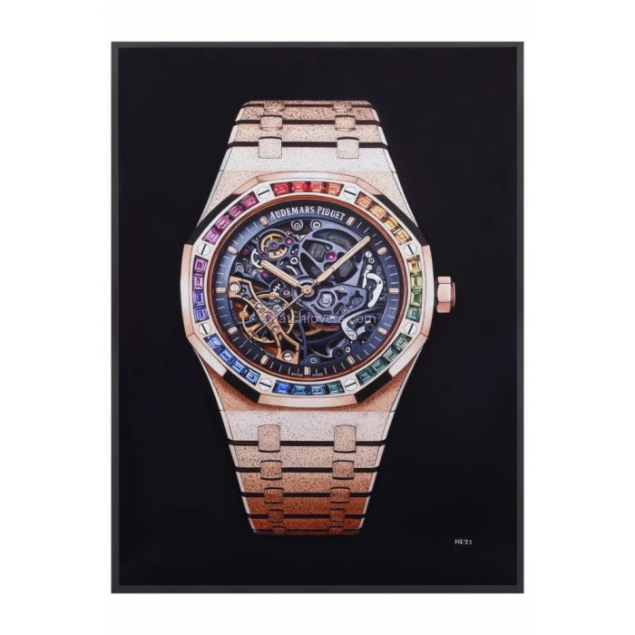 Drawing Audemars Piguet Royal Oak Frosted Gold rose skeleton rainbow real work art drawing watches handjob painted reproduction copy collector crayons unique home shop apartment interior decoration luxury AP 2.jpg