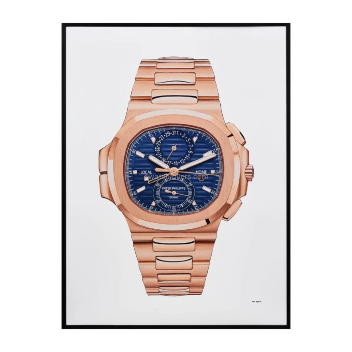 Drawing Patek Philippe 5990 Nautilus rose gold blue dial real work art drawing watches paintings handjob painted reproduction copy collector crayons unique home shop apartment interior decoration luxury 1.jpg
