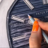 Drawing Patek Philippe 5711 Nautilus blue dial real work art painting watches paintings drawings hand painted crayons collector unique home exclusive shop office apartment interior decoration luxury white background 8.jpg