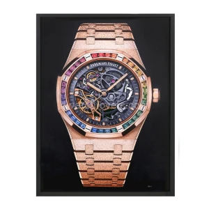 Oil painting of Audemars Piguet Royal Oak Frosted watch in rose gold
