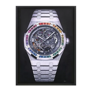 Oil painting of Audemars Piguet Royal Oak Frosted watch in white gold
