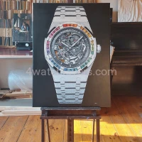 Painting Audemars Piguet Royal Oak Frosted Gold white skeleton rainbow real work art painting watches oil paintings hand painted collector unique home shop apartment interior decoration luxury AP 7.jpg