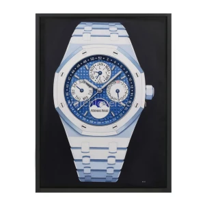 Oil painting of Audemars Piguet Royal Oak Perpetual Calendar watch in white ceramic