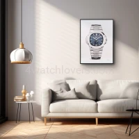 Drawing Patek Philippe 5726 Nautilus blue dial real work art painting watches paintings drawings hand painted crayons collector unique home shop office exclusive apartment interior decoration luxury white background 4.jpg