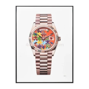 Fine Art painting of Rolex Day-Date Puzzle dial watch in rose gold