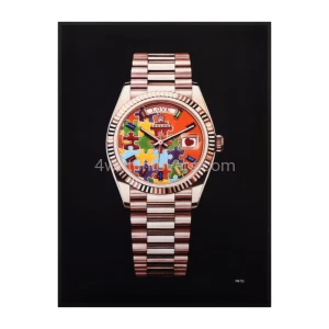 Fine Art painting of Rolex Day-Date Puzzle dial watch in rose gold