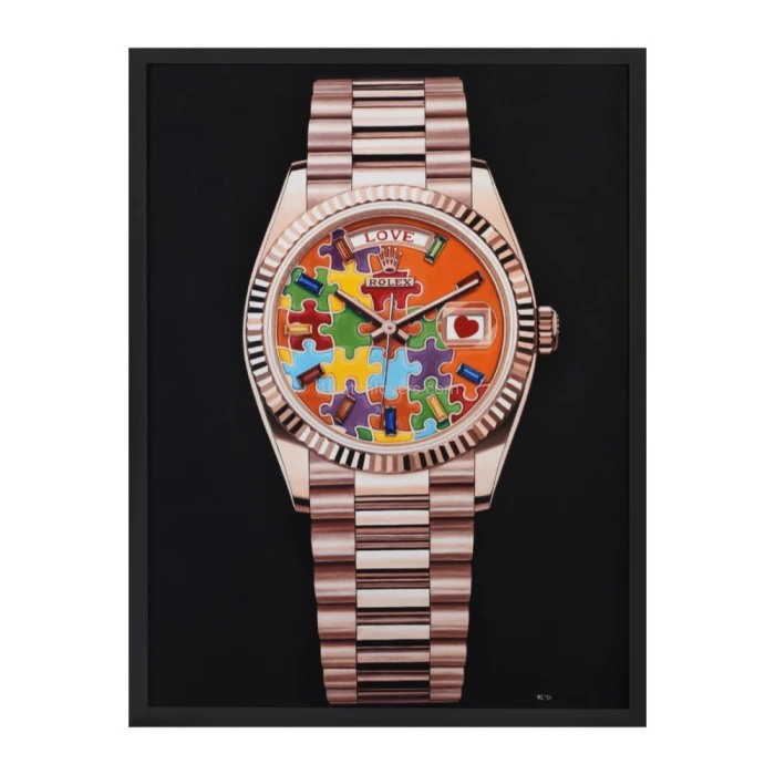 Painting Rolex Day Date Puzzle rose gold real work art painting watches oil paintings hand painted collector unique home shop apartment interior decoration luxury 1.jpg