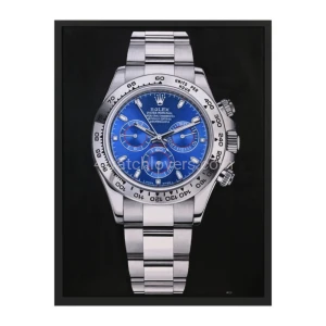Oil painting of the Rolex Cosmograph Daytona blue dial white gold